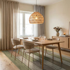 Weathered Wood Plank Multicolored Rug Dining Room View
