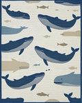 Whale School Navy Blue Ocean Scene Rug - Cutout View
