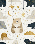 Whimsical Bear Star Moon Cloud Rug - Cutout View