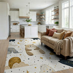 Whimsical Bear Star Moon Cloud Rug Living Room View