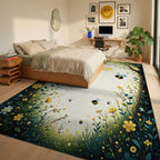 Whimsical Bee Garden Landscape Pattern Rug - Bedroom View