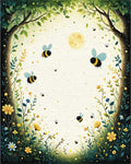 Whimsical Bee Garden Landscape Pattern Rug - Cutout View