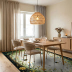 Whimsical Bee Garden Landscape Pattern Rug - Dining Room View