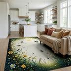 Whimsical Bee Garden Landscape Pattern Rug - Living Room View