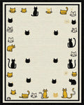 Whimsical Black and Yellow Cat Collage Rug - Cutout View