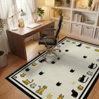 Whimsical Black and Yellow Cat Collage Rug - Office View