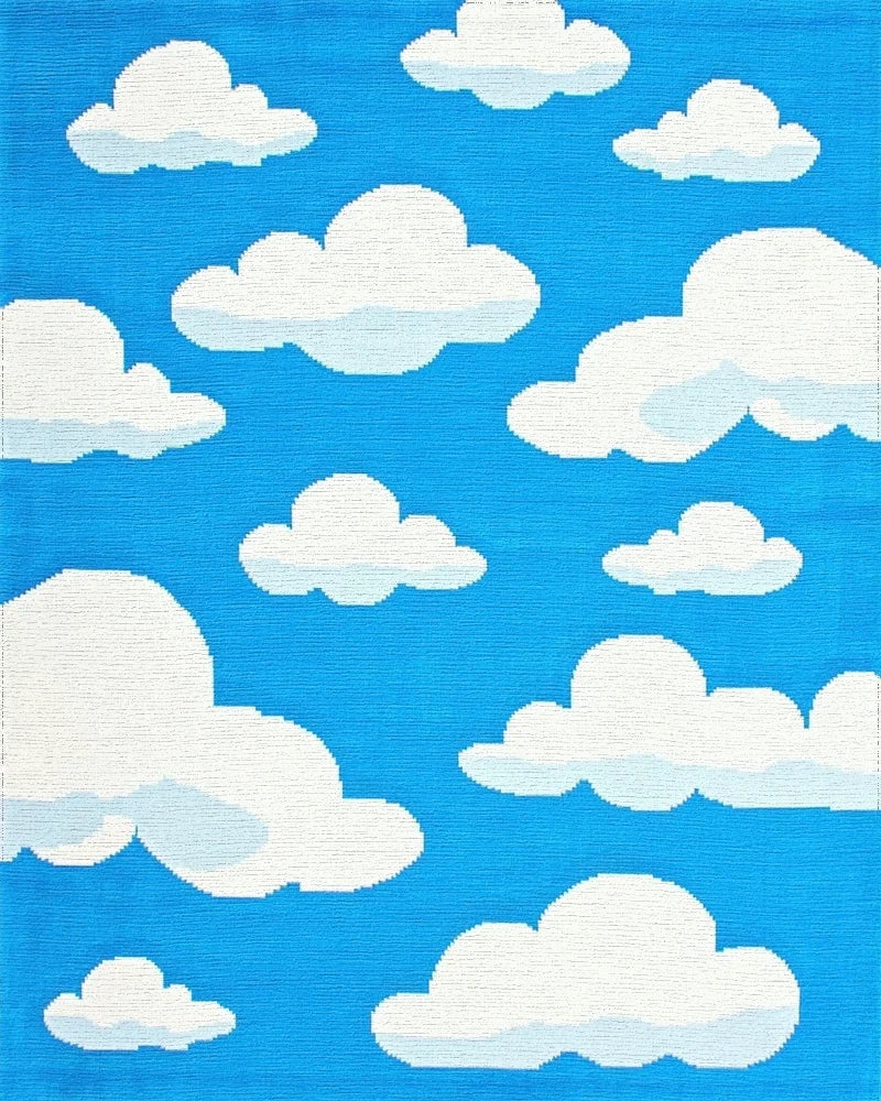 Whimsical Blue Sky Cloudscape Rug - Cutout View