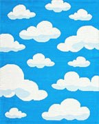 Whimsical Blue Sky Cloudscape Rug - Cutout View