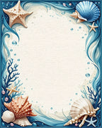 Whimsical Blue Starfish Seashell Rug - Cutout View
