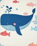 Whimsical Blue Whale Coral Fish Abstraction Rug - Cutout View