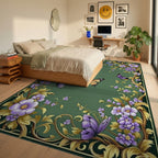 Whimsical Butterflies Floral Swirls Rug - Bedroom View