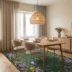 Whimsical Butterflies Floral Swirls Rug - Dining Room View