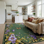 Whimsical Butterflies Floral Swirls Rug - Living Room View