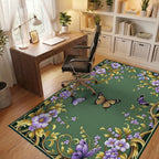 Whimsical Butterflies Floral Swirls Rug - Office View