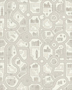 Whimsical City Map Illustration Rug - Cutout View