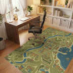 Whimsical Cityscape Map Buildings Rug Office View