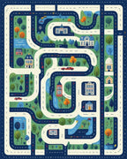 Whimsical Cityscape Roads Buildings Rug - Cutout View