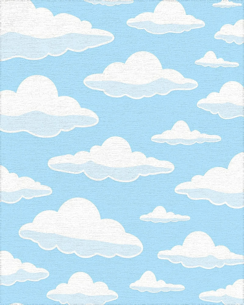 Whimsical Cloud Pattern Blue Sky Rug - Cutout View