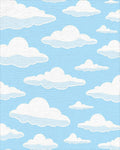 Whimsical Cloud Pattern Blue Sky Rug - Cutout View