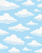 Whimsical Cloud Pattern Blue Sky Rug - Cutout View