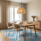 Whimsical Cloud Pattern Blue Sky Rug Dining Room View