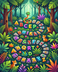 Whimsical Colorful Jungle Animal Alphabet Rug - Cutout View
