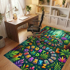 Whimsical Colorful Jungle Animal Alphabet Rug Office View