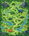Whimsical Dinosaur Mountain Forest Rug - Cutout View