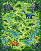 Whimsical Dinosaur Mountain Forest Rug - Cutout View