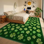 Whimsical Emerald Shamrock Rug - Bedroom View