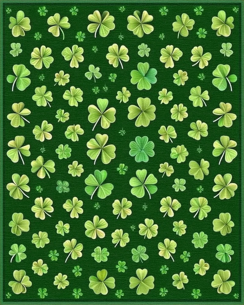 Whimsical Emerald Shamrock Rug - Cutout View