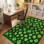 Whimsical Emerald Shamrock Rug - Office View