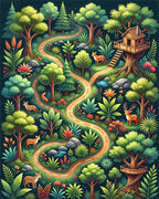 Whimsical Enchanted Forest Wildlife Path Rug - Cutout View