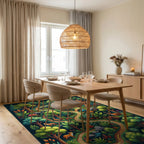 Whimsical Enchanted Forest Wildlife Path Rug Dining Room View