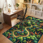 Whimsical Enchanted Forest Wildlife Path Rug Office View
