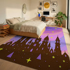 Whimsical Fairy Tale Castle Starry Sky Rug Bedroom View