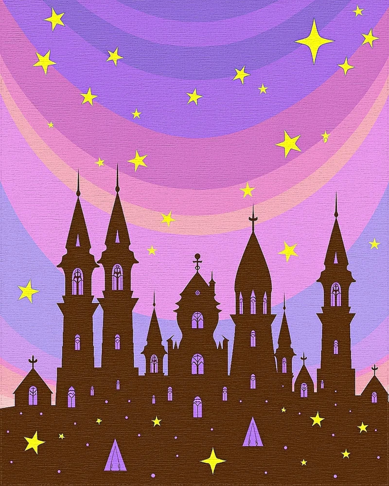 Whimsical Fairy Tale Castle Starry Sky Rug - Cutout View