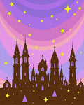 Whimsical Fairy Tale Castle Starry Sky Rug - Cutout View