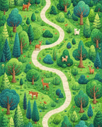 Whimsical Forest Path Woodland Creatures Rug - Cutout View