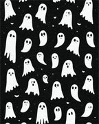 Whimsical Ghost Halloween Pattern Rug - Cutout View