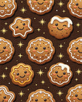 Whimsical Gingerbread Cookie Festive Brown Background Rug - Cutout View