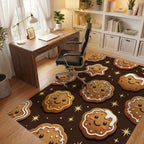 Whimsical Gingerbread Cookie Festive Brown Background Rug Office View