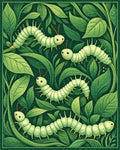 Whimsical Green Caterpillar Garden Rug - Cutout View