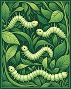 Whimsical Green Caterpillar Garden Rug - Cutout View
