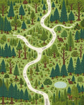 Whimsical Green Forest Path Rug - Cutout View