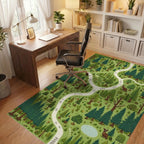 Whimsical Green Forest Path Rug - Office View