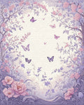 Whimsical Lavender Floral Butterfly Garden Rug - Cutout View