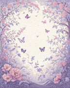 Whimsical Lavender Floral Butterfly Garden Rug - Cutout View