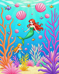 Whimsical Mermaid Coral Reef Undersea Adventure Rug - Cutout View