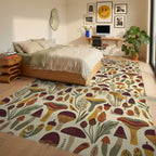 Whimsical Mushroom And Snail Forest Friends Rug Bedroom View